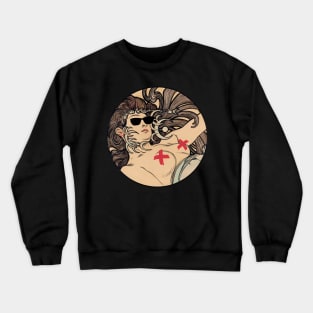 Old fashion art with thug life glasses Crewneck Sweatshirt